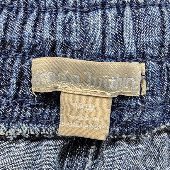 Woman Within Shorts Womens 14W Blue Pull On Convertible Length Cargo Bermuda - Picture 4 of 11